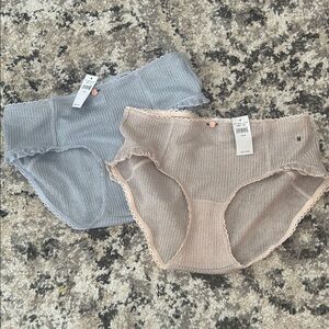 NWT women’s aerie Ribbed Underwear Set - Gray/Blue  and Peach